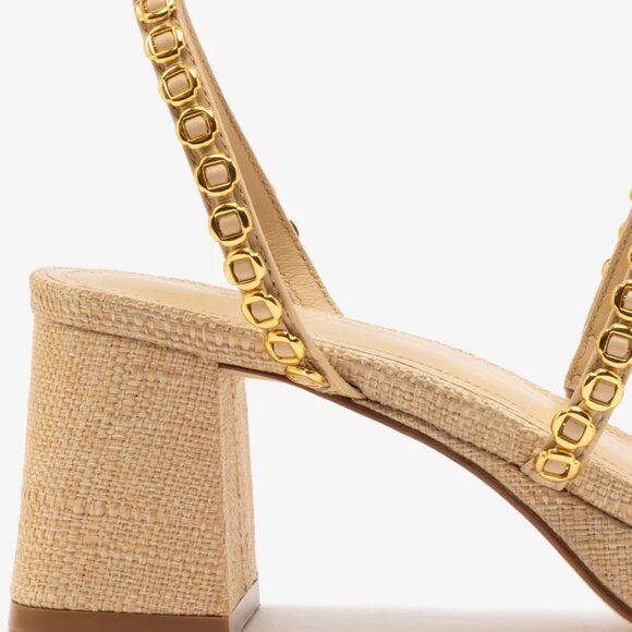 NEW LARROUDE Made In Brazil Leather Gio Milanina Heeled Sandals in bage 1125 8t4 - Picture 5 of 10